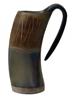 Beautiful Black Wooden Design Hand Crafted Large Stein Tankard Horn Beer Mug