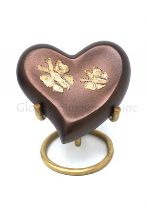 Beautiful Butterfly Heart Keepsake Brass Urn for Cremated Ashes