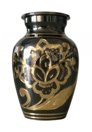 Classic Black Nickel Engraved Small Keepsake Funeral Urn for  Ashes UK