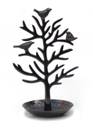 Black Nickel Plated Aluminium Birds Jewellery Tree Stand