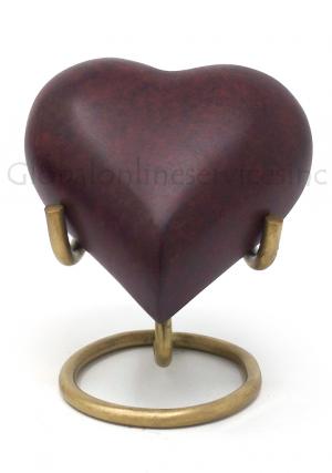 Brown Marble Heart Keepsake Brass Urn for Cremated Ashes