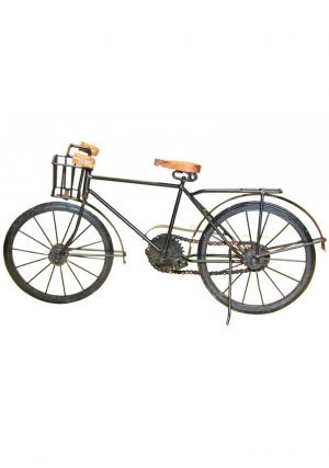 Decorative Iron and Wood Cycle Showpiece with Two Wheels