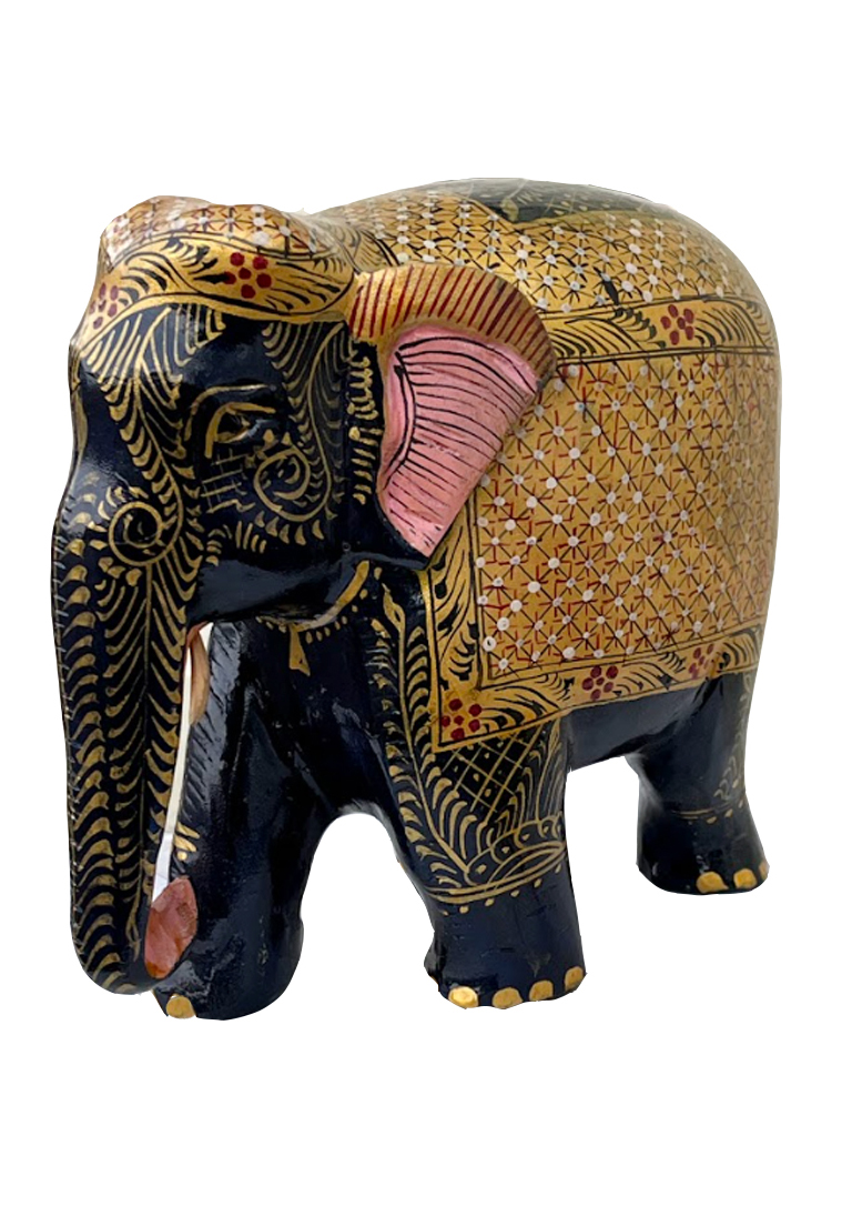 Wooden Black Elephant Carved Hand Painted for Home Decorative / Gifting, Office Decors, Home Decor