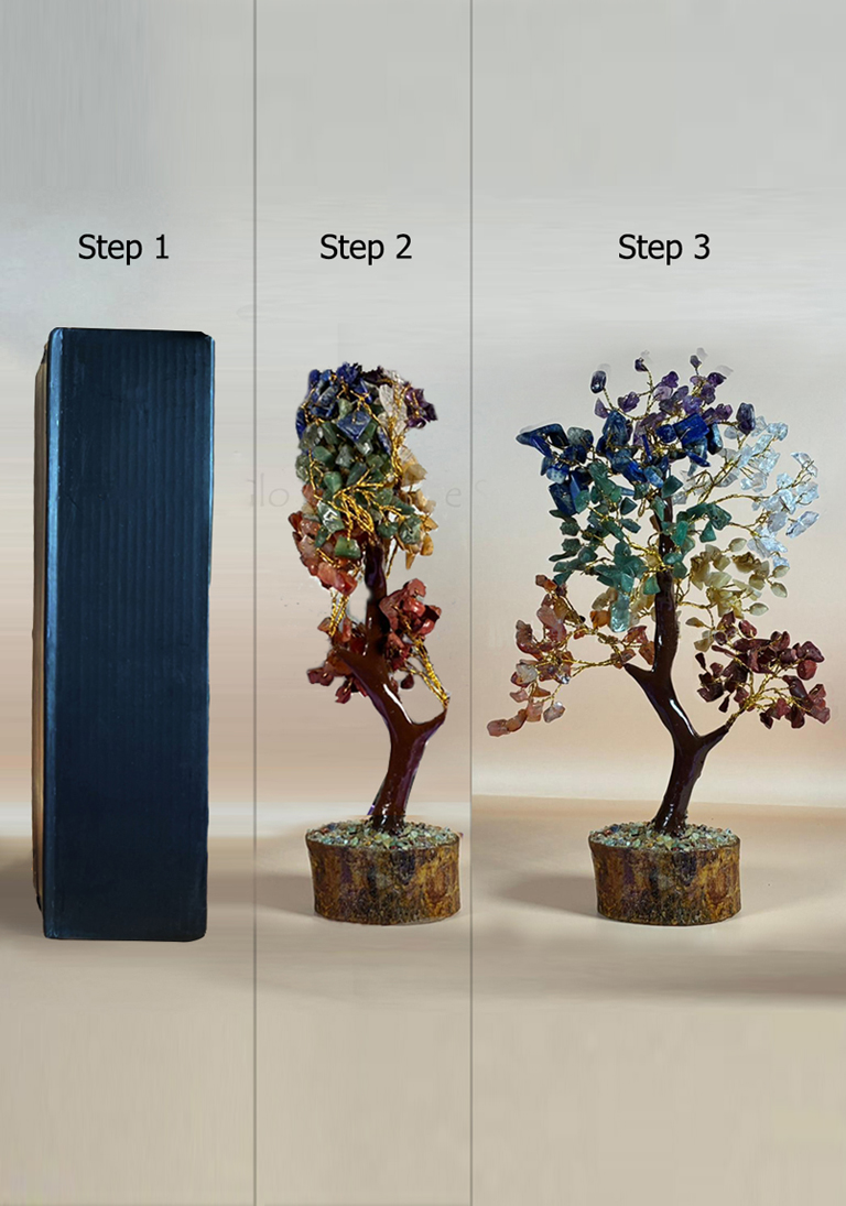 Chakra Gemstone Tree, 7 Chakra Crystal Tree with Wood Base