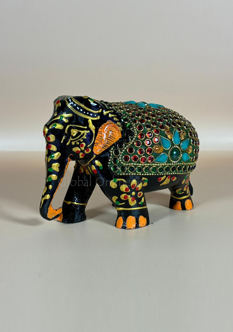 Hand Painted 3-inch Mosaic Brown Figurine Elephant