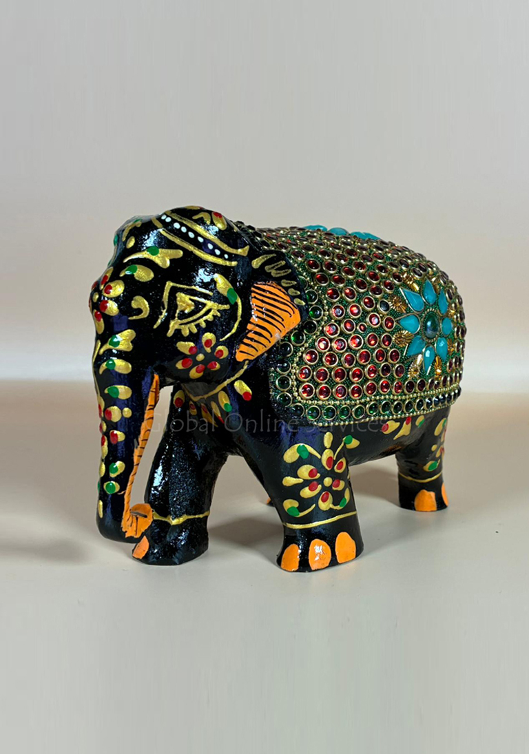 Hand Painted 4-inch Mosaic Brown Figurine Elephant