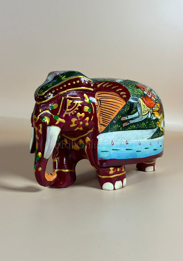 Hand Painted 3-inches Mosaic Figurine Red Elephant