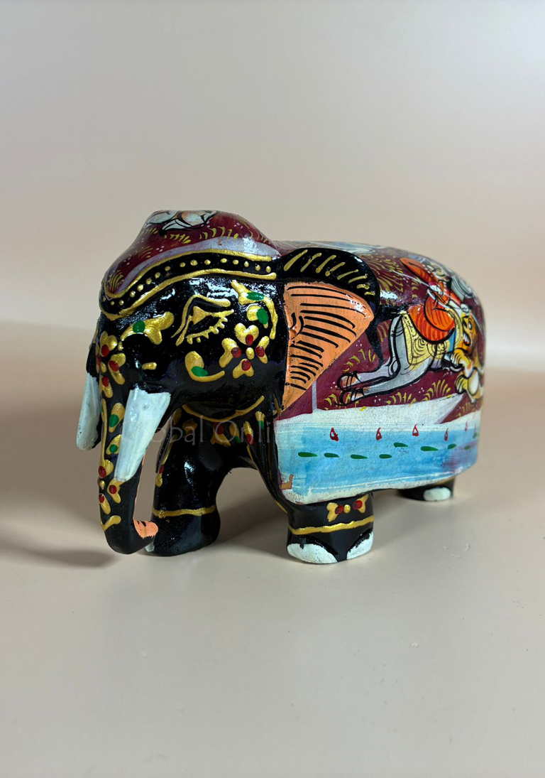 Hand Painted 3-inches Mosaic Figurine Black Elephant