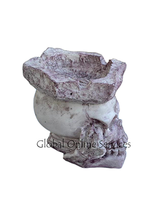 Hand-Painted Gothic Skull Ashtray – Skeleton Bone Resin Smoking Ashtray Decor (White Antique Finish)