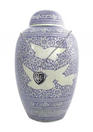 Extra Large Dome Top Going Home Doves Adult Funeral Urn For Ashes UK+ Free jewellery Urn