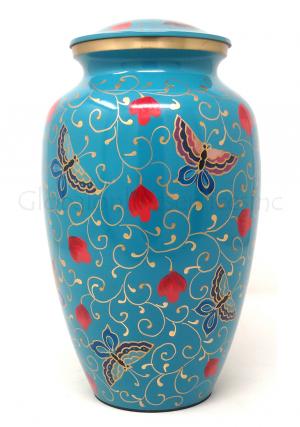 Floral Butterflies Large Brass Adult Cremation Urn for Ashes