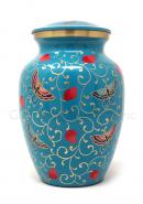Floral Butterflies Medium Brass Cremation Urn for Ashes