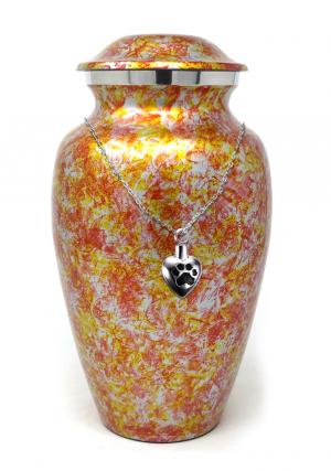 Garden Floral Aluminium Adult Ashes Urn, Memorial Cremation Urn+ Free jewellery Urn