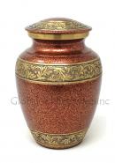 Gold Engraved Brass Floral Medium Urn for Funeral Human Ashes.