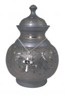 Gold and Silver Engraved Pointed Top Big Adult Cremation Urn + FREE Pendant Jewellery Urn