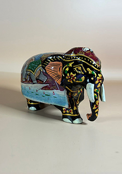 Hand Painted 3-inches Mosaic Figurine Black Elephant