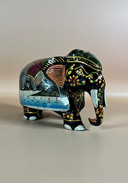 Hand Painted 3-inches Mosaic Figurine Black Elephant