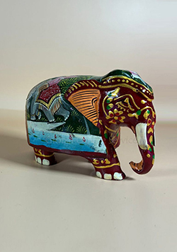 Hand Painted 3-inches Mosaic Figurine Red Elephant