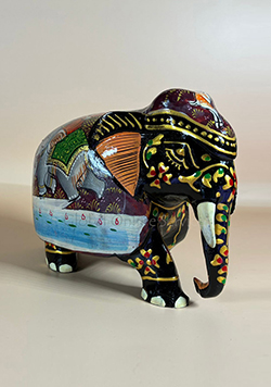 Hand Painted 4-inches Mosaic Figurine Black Elephant