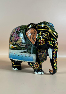 Hand Painted 4-inches Mosaic Figurine Black Elephant