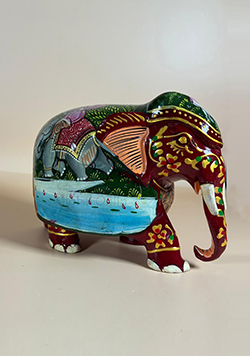 Hand Painted 4-inches Mosaic Figurine Red Elephant