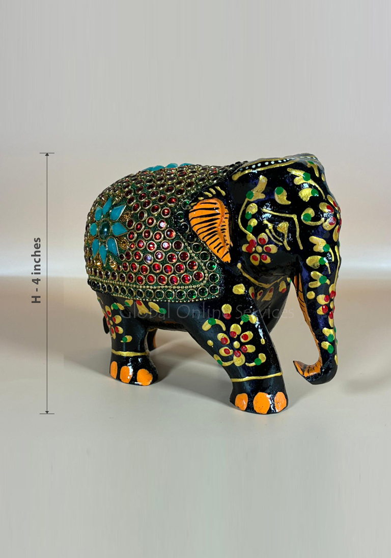 Hand Painted 4-inch Mosaic Brown Figurine Elephant