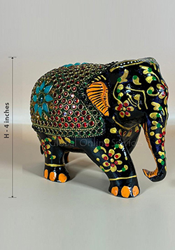 Hand Painted 4-inch Mosaic Brown Figurine Elephant