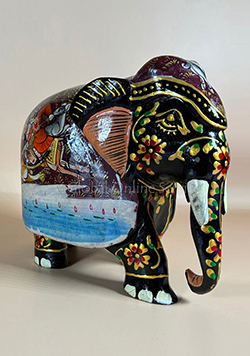 Hand Painted 5-inches Mosaic Figurine Black Elephant