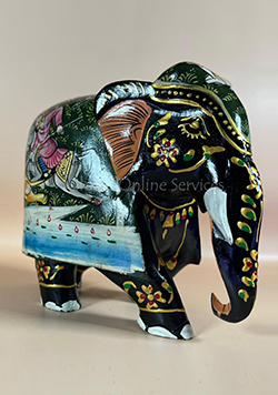 Hand Painted 5-inches Mosaic Figurine Black Elephant