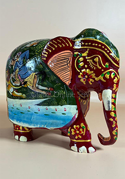 Hand Painted 5-inches Mosaic Figurine Red Elephant