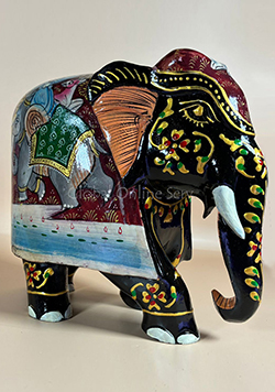 Hand Painted 6-inches Mosaic Figurine Black Elephant