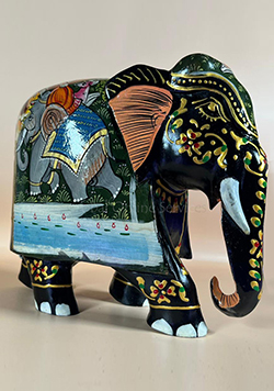 Hand Painted 6-inches Mosaic Figurine Black Elephant
