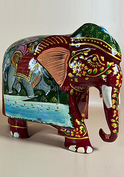 Hand Painted 6-inches Mosaic Figurine Red Elephant