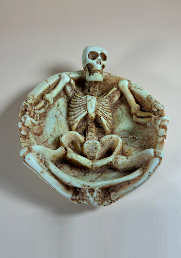 Hand-Painted Skeleton Basket Ashtray