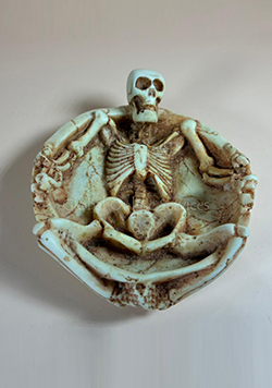 Hand-Painted Skeleton Basket Ashtray