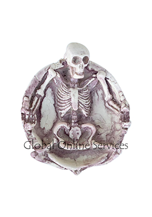 Hand-Painted Skeleton Basket Ashtray (White)