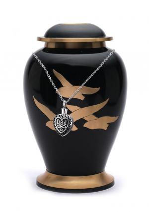 Large Going Home Black Adult Cremation Urn for Human Ashes+ Free jewellery Urn