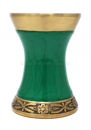 Medium Green Floral leaf Engraved Tealight Cremation Urn For Human Ashes