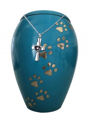 Monarch Blue Climbing Paw Pet Urn+ Free jewellery Urn