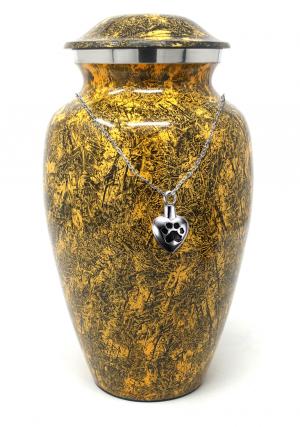 Natural Punga Colour Aluminium Large Cremation Urn for Ashes+ Free jewellery Urn
