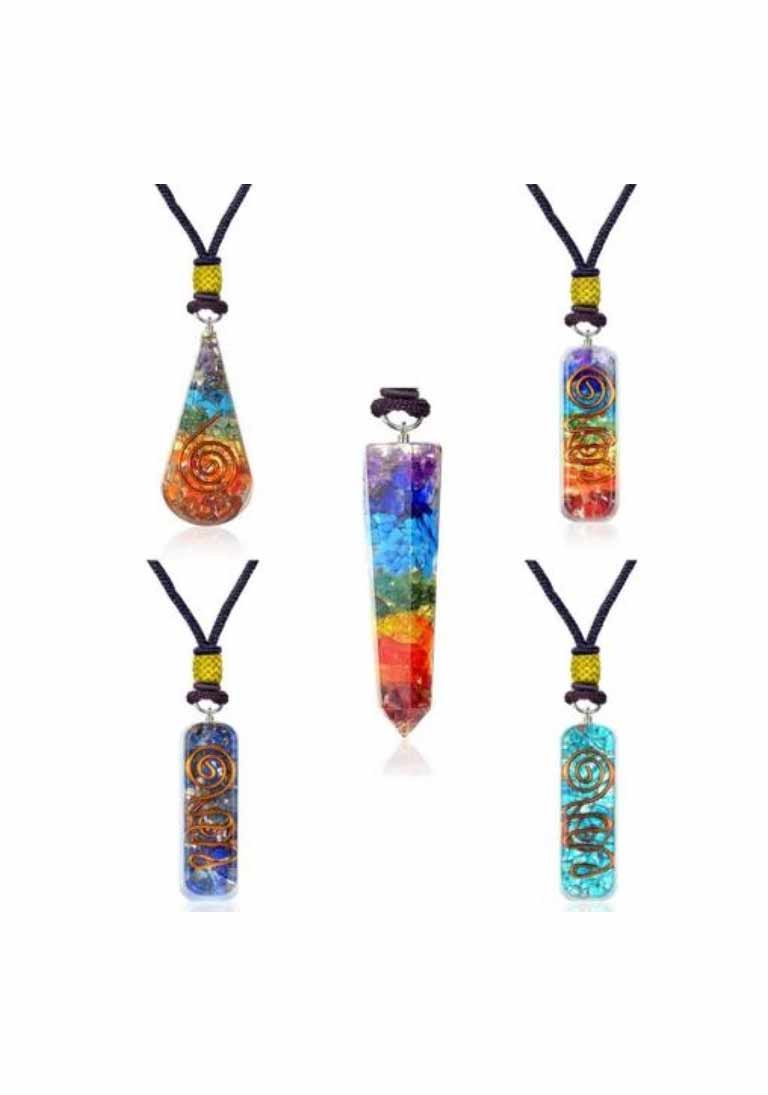 Orgonite Crystal Pendant Set with Copper Spiral Accents