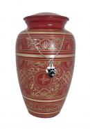Red and Silver Detailed Decorative Human Adult Urn Ashes+ Free jewellery Urn