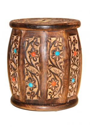 Vintage Classic Hand Carved Wooden Barrel Money Box