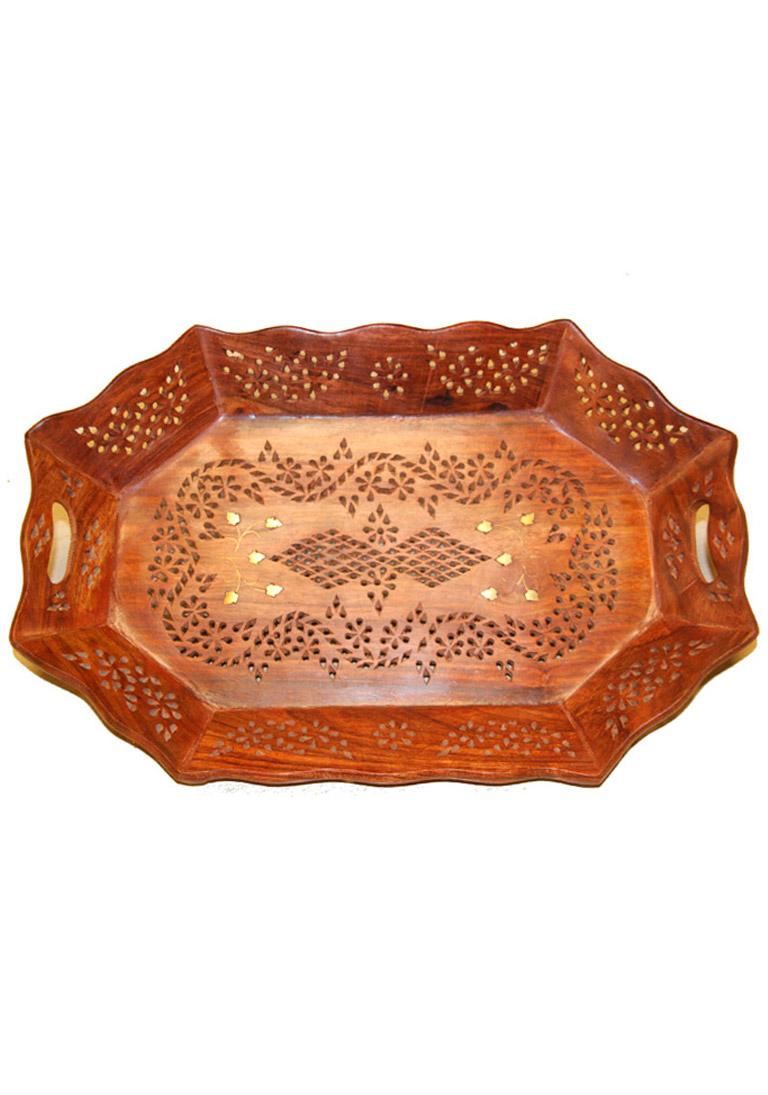 Vintage Wooden Handmade Serving Tray, Fruit Basket Tray