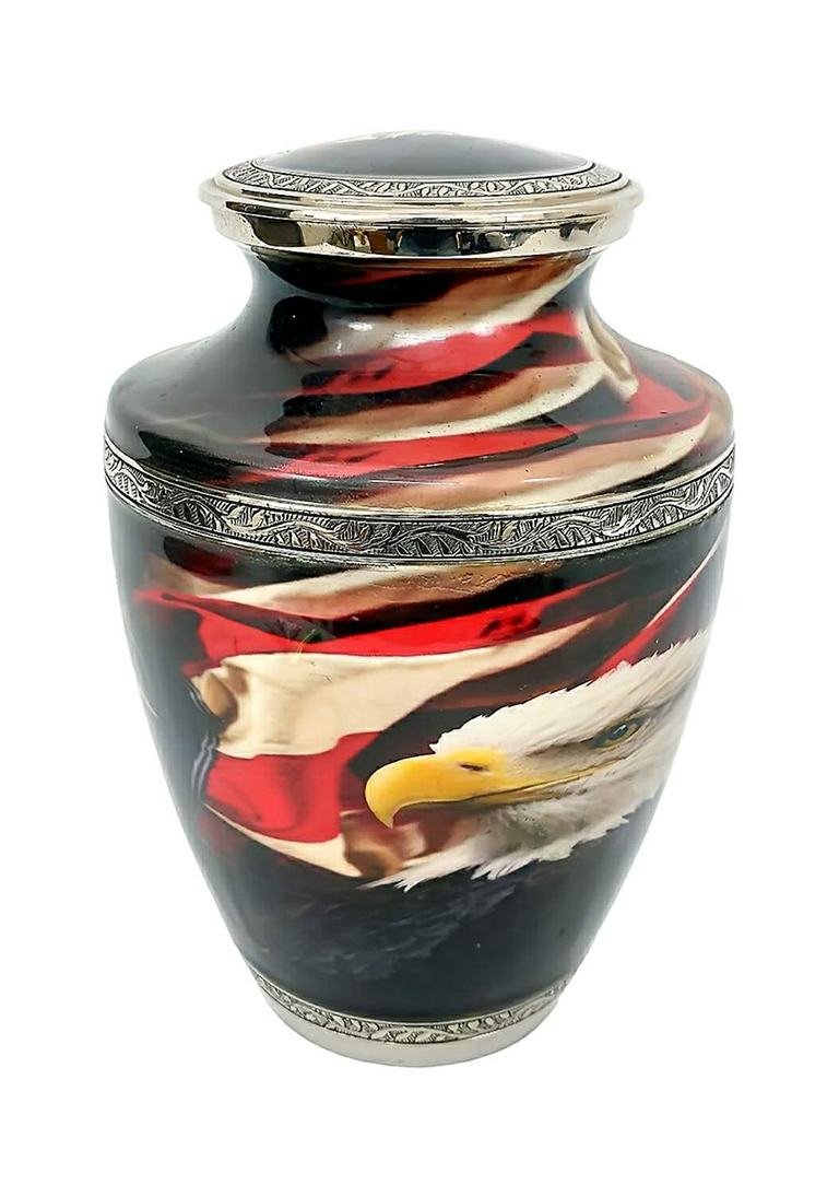 White Eagle Designed Large Blue Cloudy Sky Adult Memorial Human Urn For Ashes.