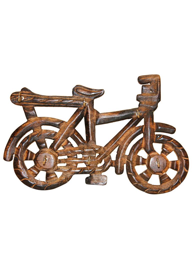 6 Hooks Wooden Cycle Key Holder, Wooden Designer Key Holder