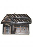 Wooden House Wall Key Holder With 3 Hooks
