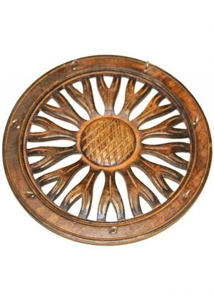Wooden Wheel Shape Key Holder With 7 Hook