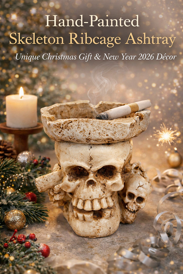 Hand-Painted Skeleton Ribcage Ashtray – A Bold Decorative Statement for the Festive Season